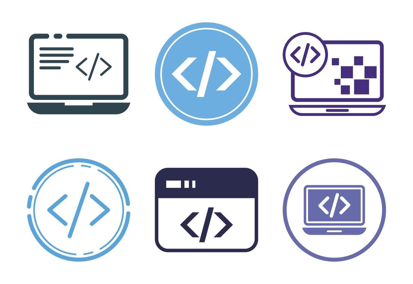 Set of Coding Icons Depicting Programming and Development Concepts With a Computer Theme vector