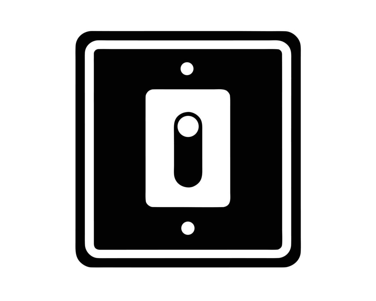 Simple Minimalist Black Light Switch Icon OnOff Toggle in a Square Plate, Modern and Clean Design for User Interface vector