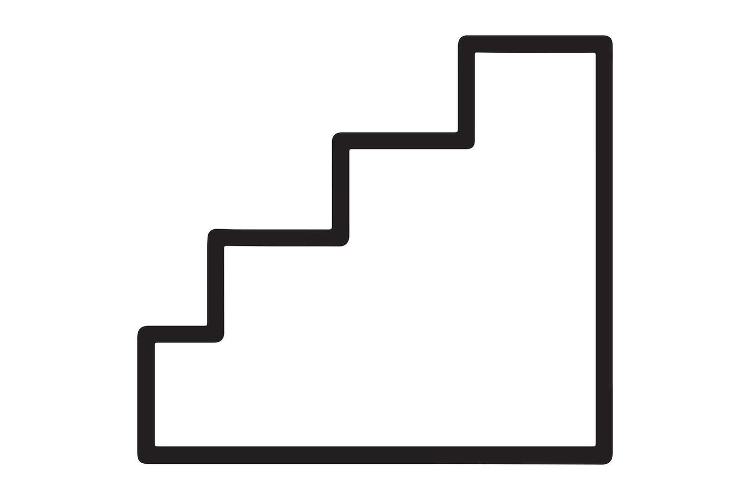 Simple Black Line Drawing of Four Steps Ascending, Representing Growth, Progress, and Achievement Against a White Background. vector