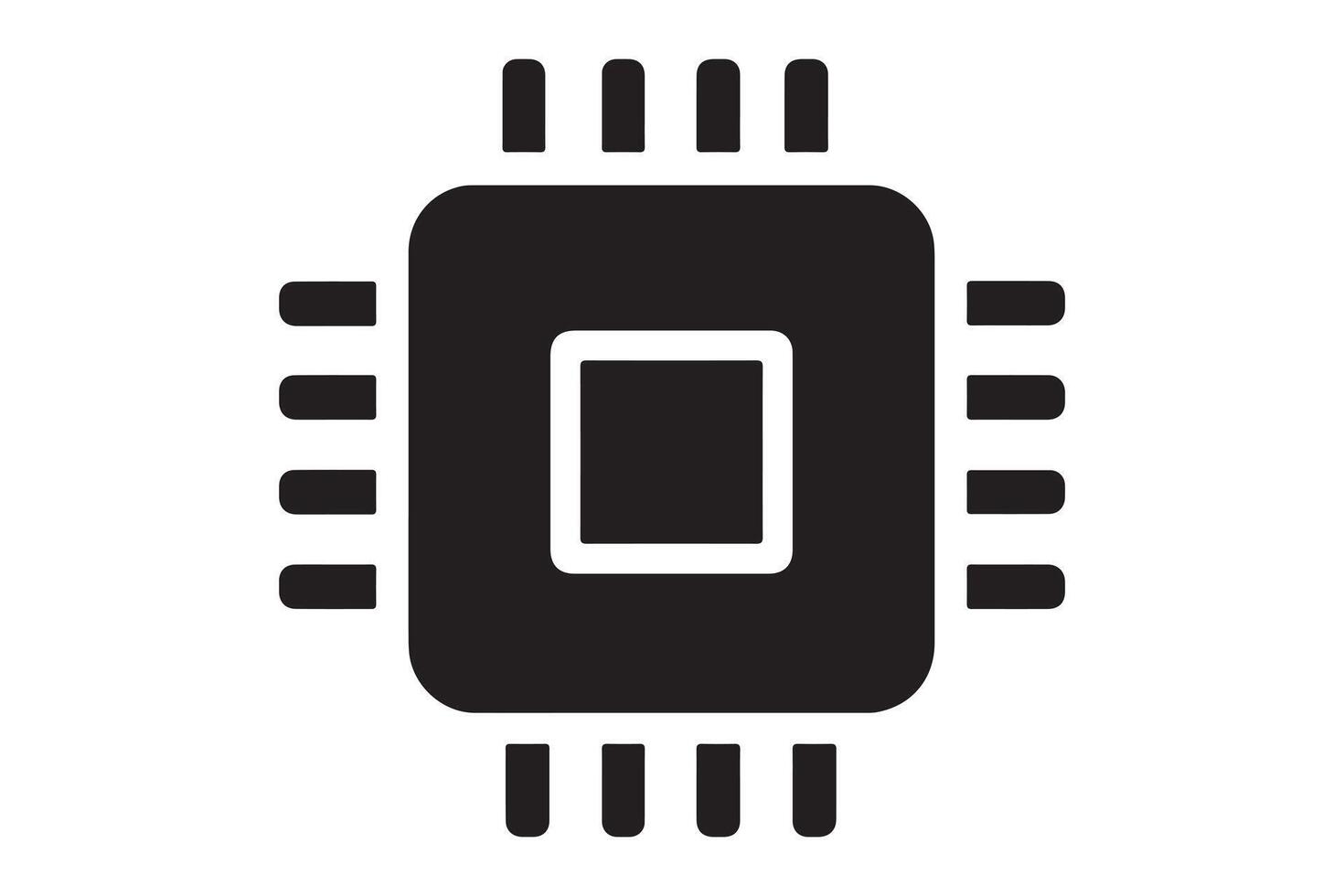 Sleek Microchip Icon A Minimalist Black and White Digital Processing Unit Image on White Background vector