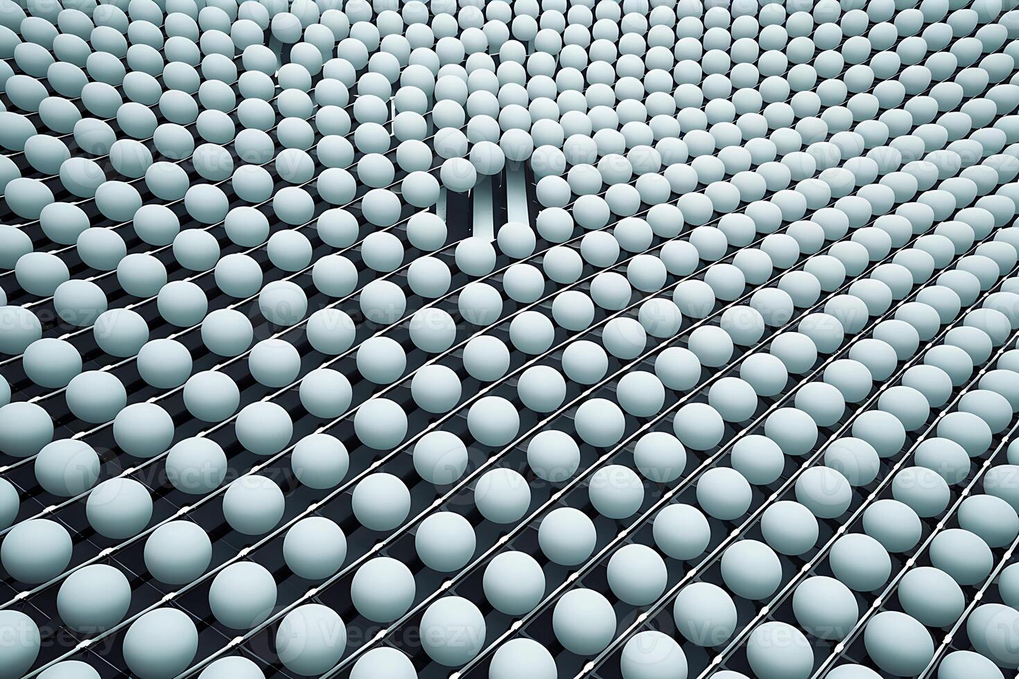 Rows of light blue spheres on a dark background with thin white lines abstract pattern photo