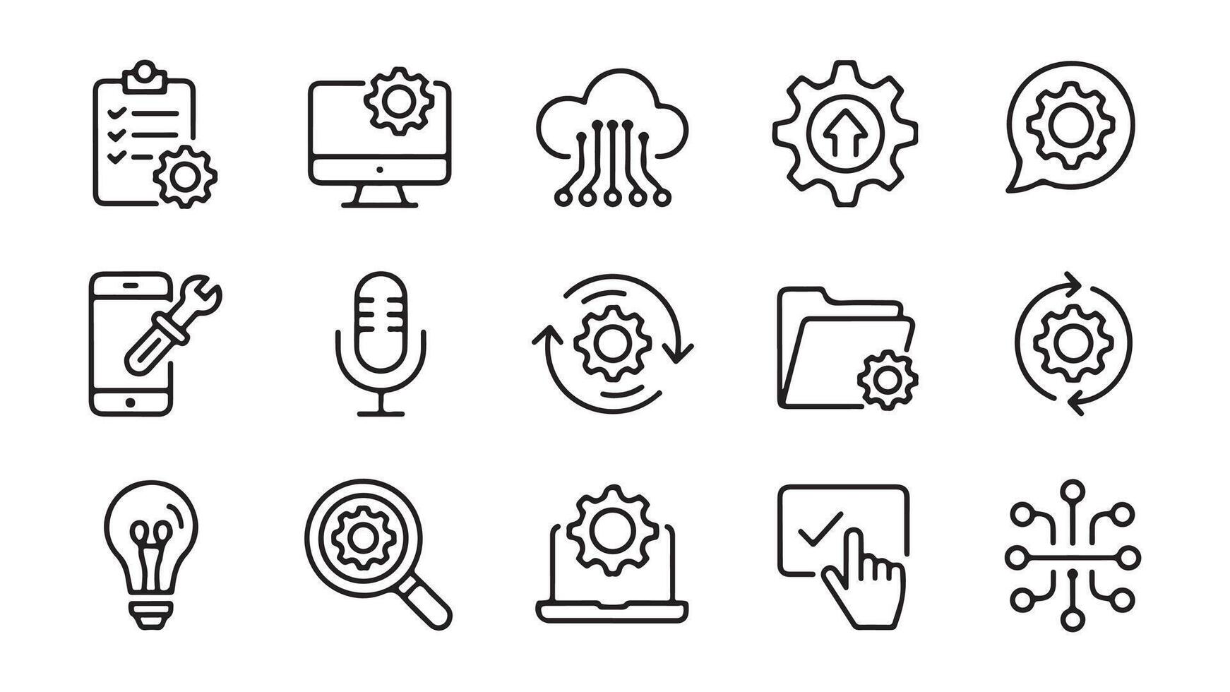 Modern technology and productivity icons for digital applications vector