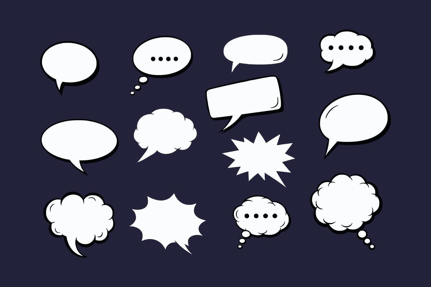 Various White Speech Bubbles and thought bubbles on a representing communication and ideas vector