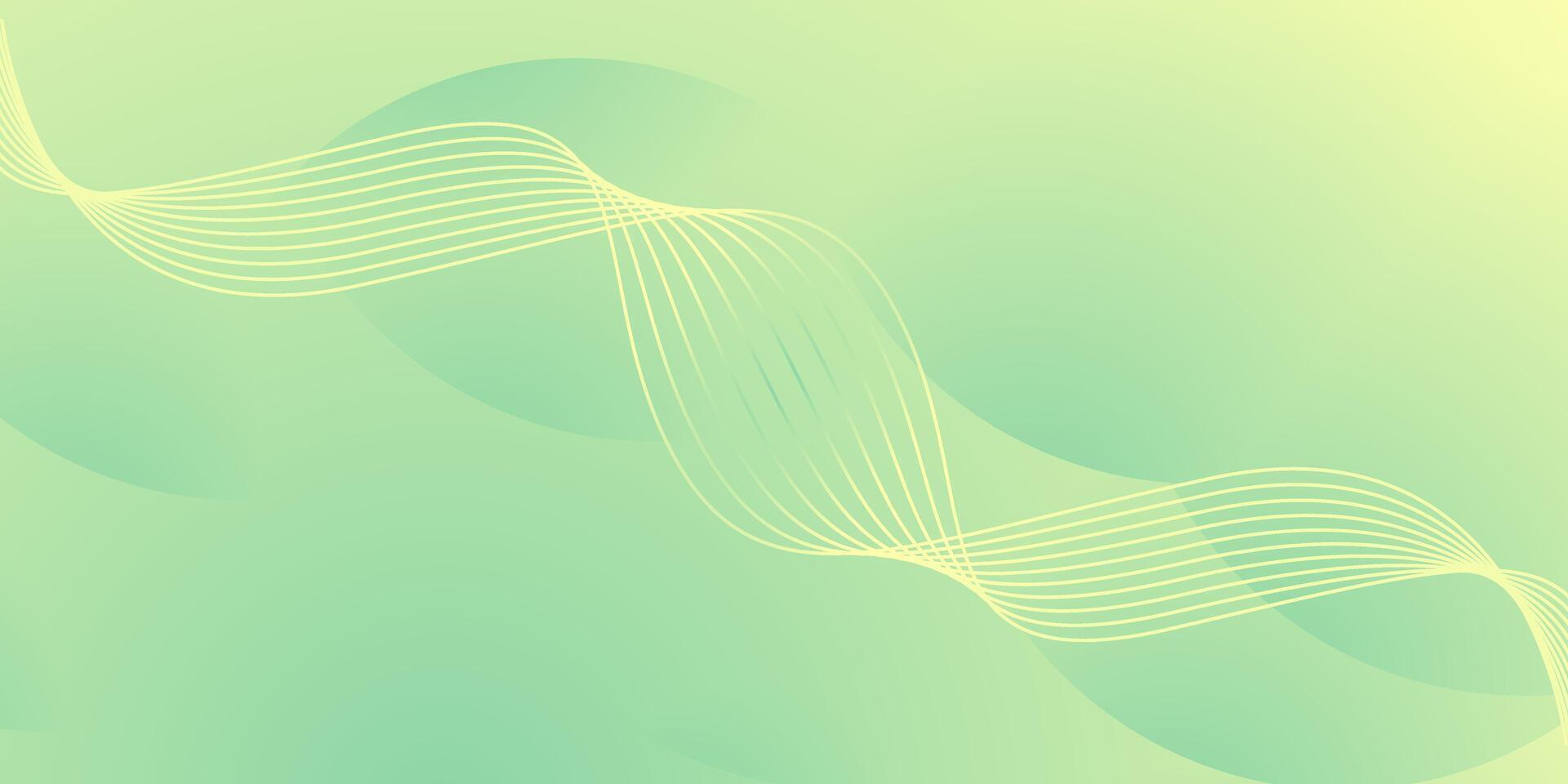 Abstract Yellow Wave Lines on Green Gradient Background vector