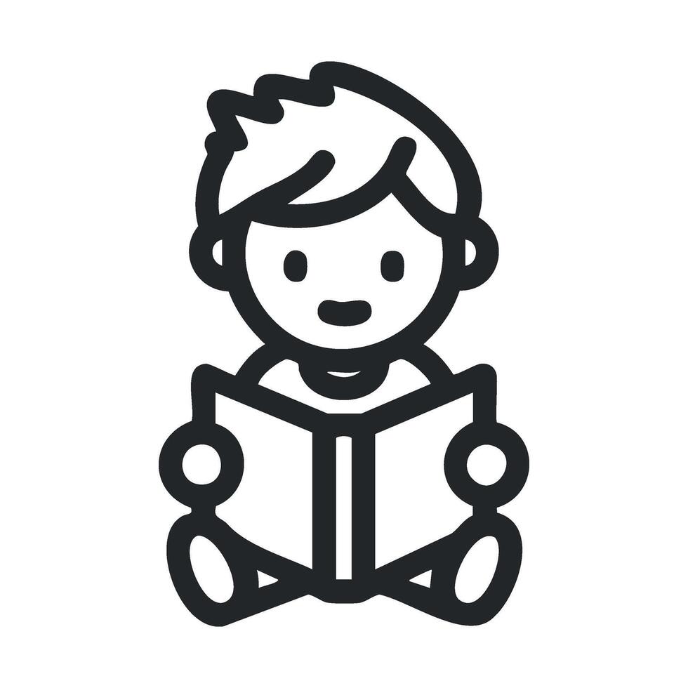 Child reading a book for early learning and development vector