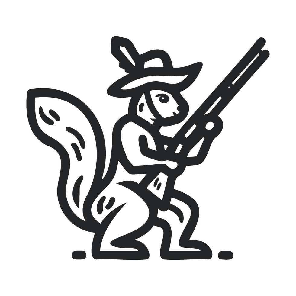 Squirrel hunter character design for playful artwork and branding vector