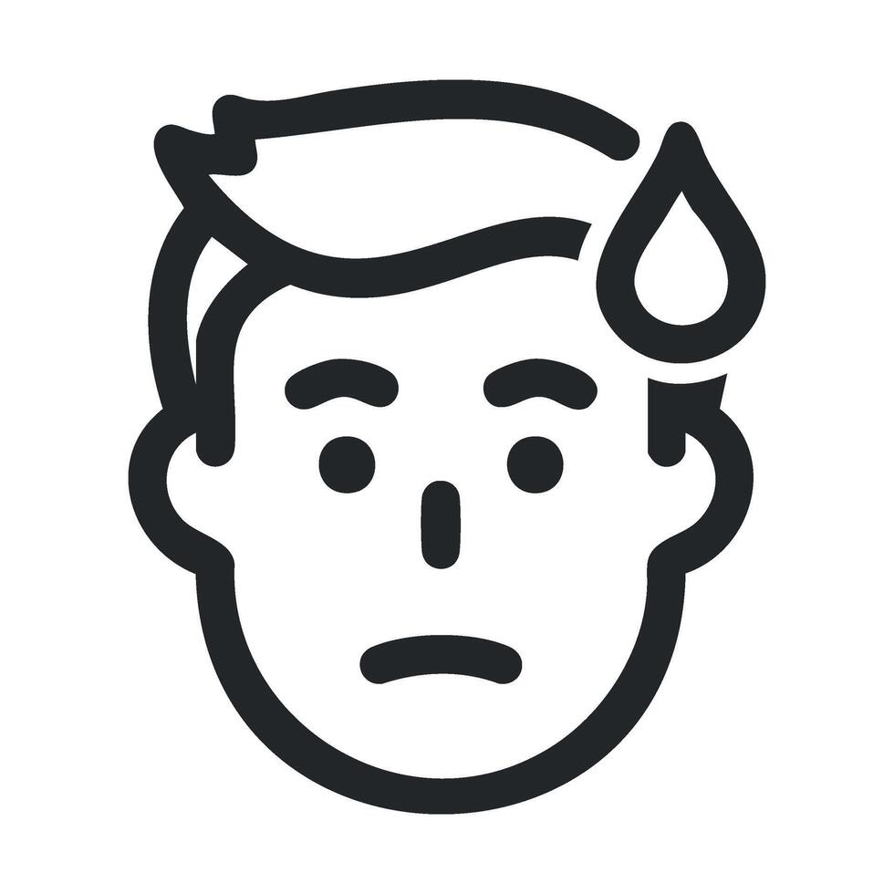 Worried expression of a person with sweat drops on forehead vector