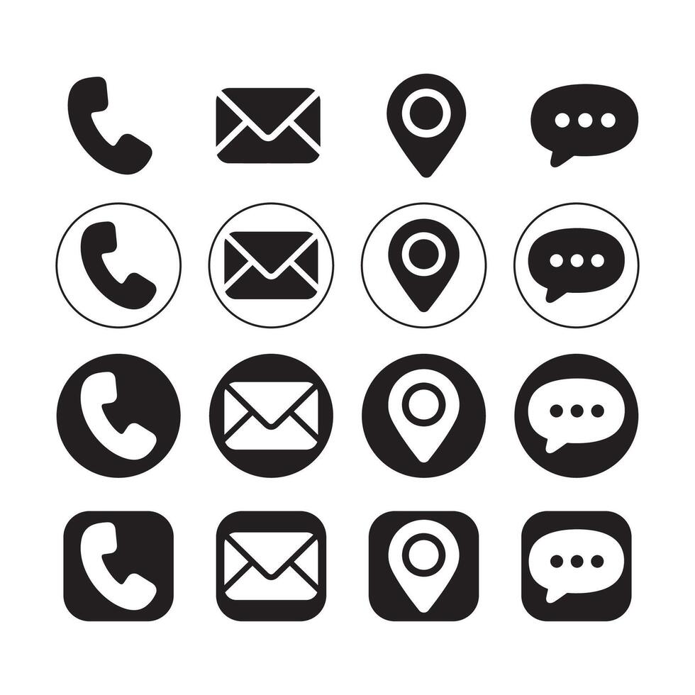 Contact Icons set, Web icons set address, location, number, fax, email, phone, website, message, name, information icon design. vector