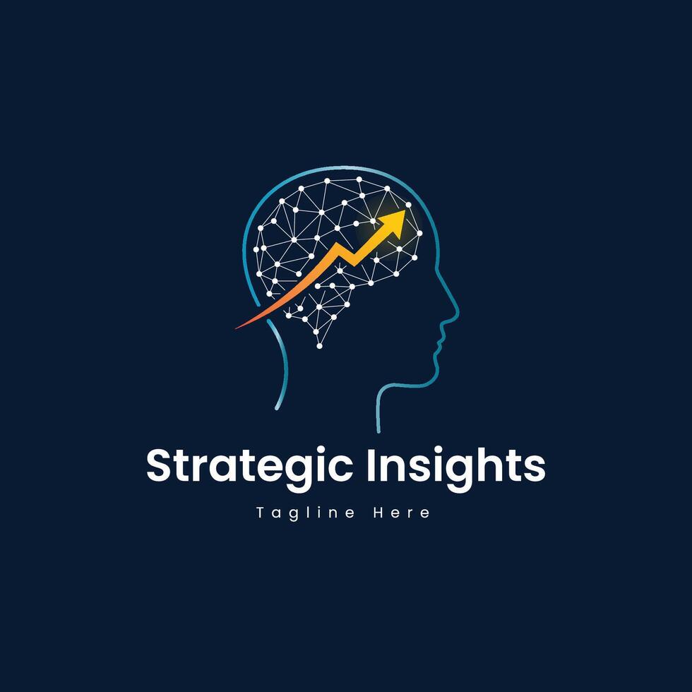 A modern logo for tech consulting or finance This fully editable brain and arrow design symbolizes strategic growth and data driven success vector