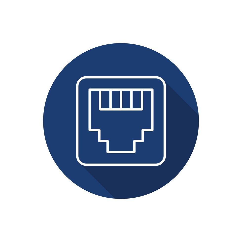 Ethernet network port icon circle version . vector