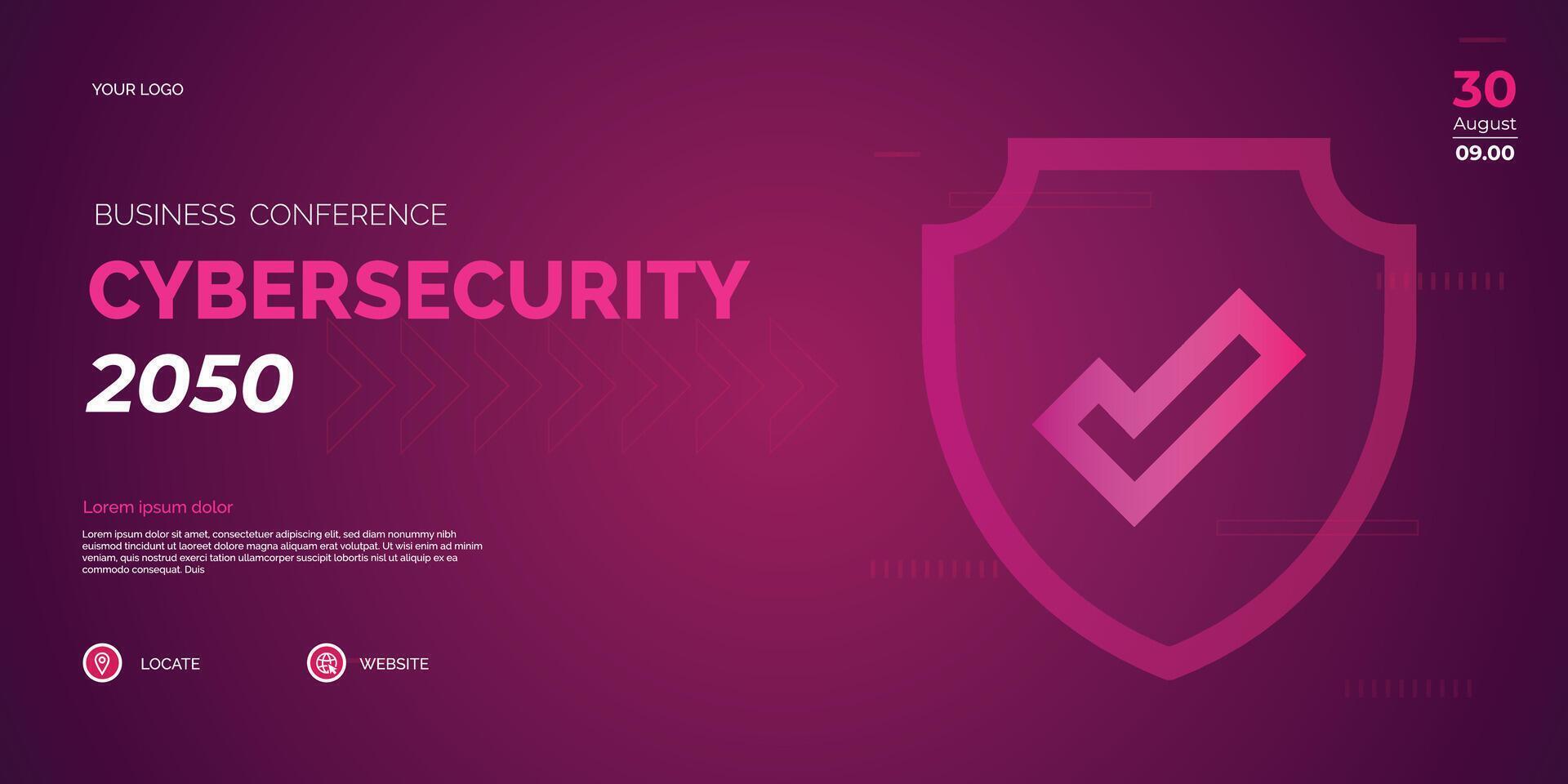 Modern Business conference Cyber security invitation poster template. Abstract geometric background with space for your text. Ideal for web banner, poster, flyer, social media vector