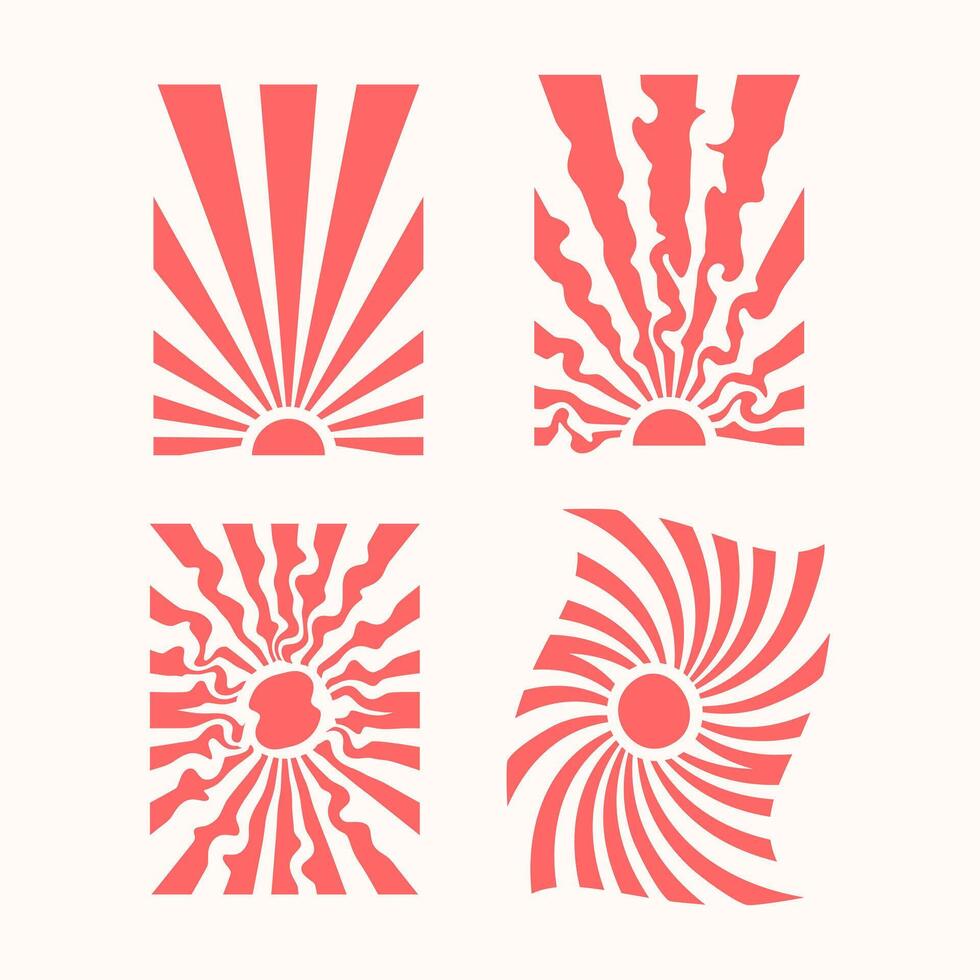 Abstract Sunburst Pattern in Red Modern Decorative Sunrise Design with Radiating Rays for Background Wallpaper and Digital Art vector