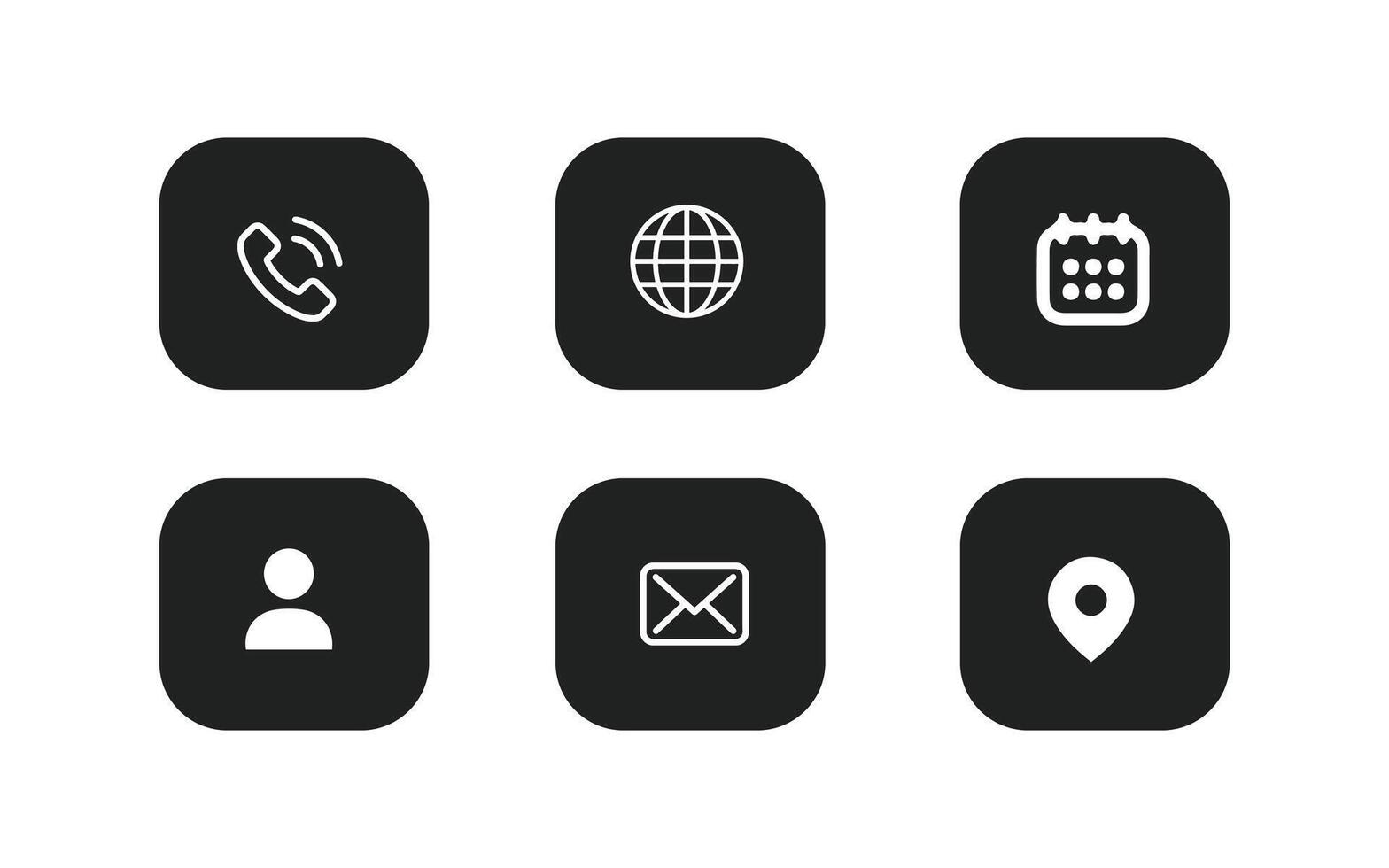 A set of icons that include a phone, calendar, and other items vector