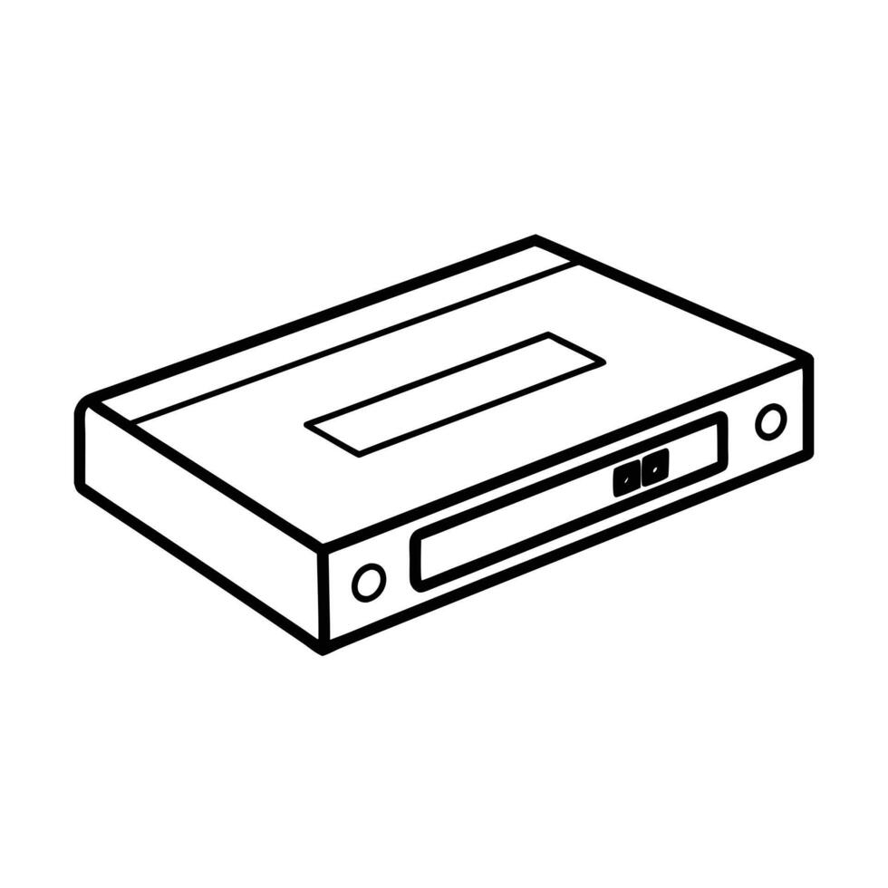 Retro VHS Player Outline Illustration for Nostalgic Design Projects vector