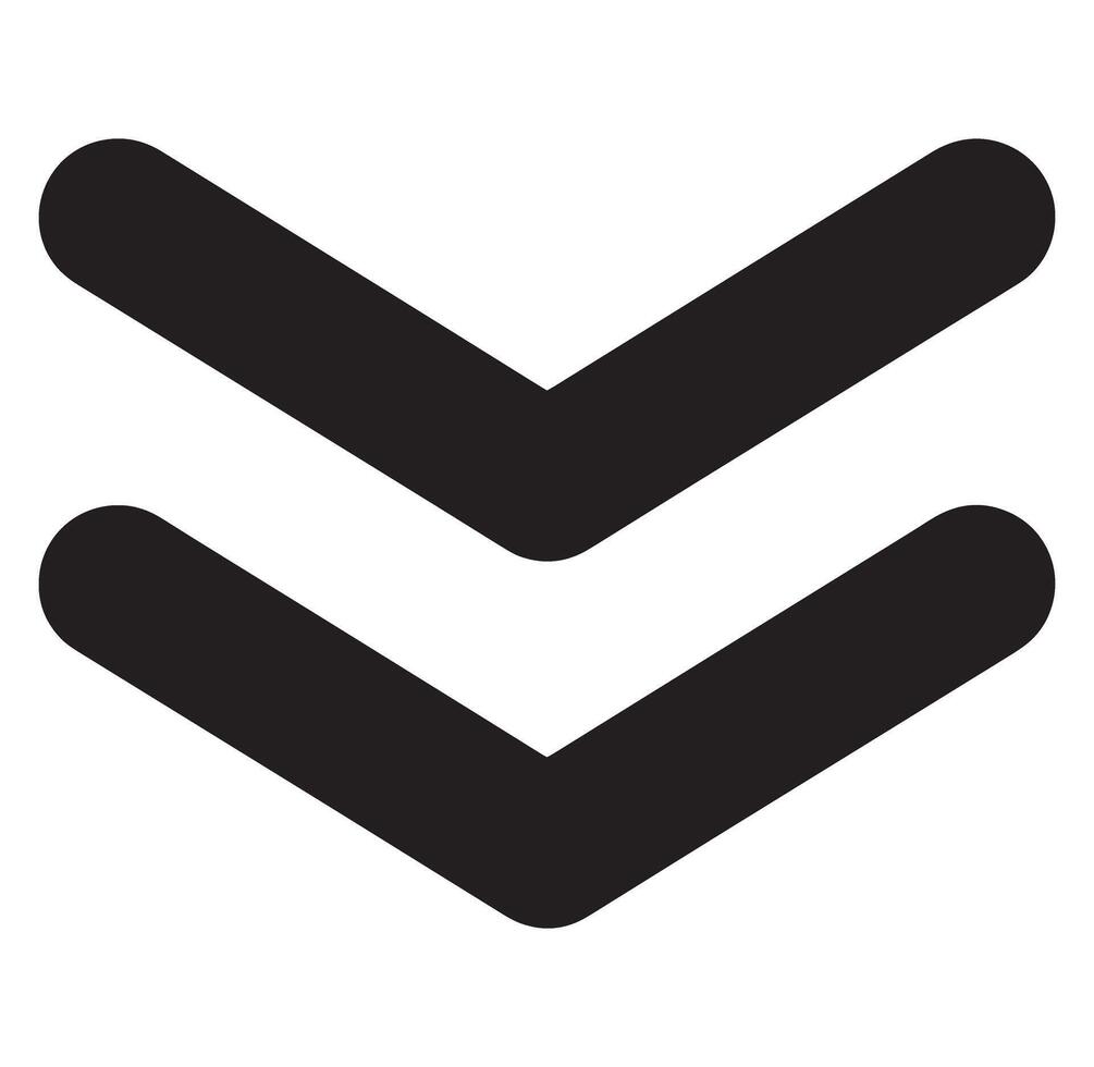 Double arrow down icon black and white modern interface design element vector