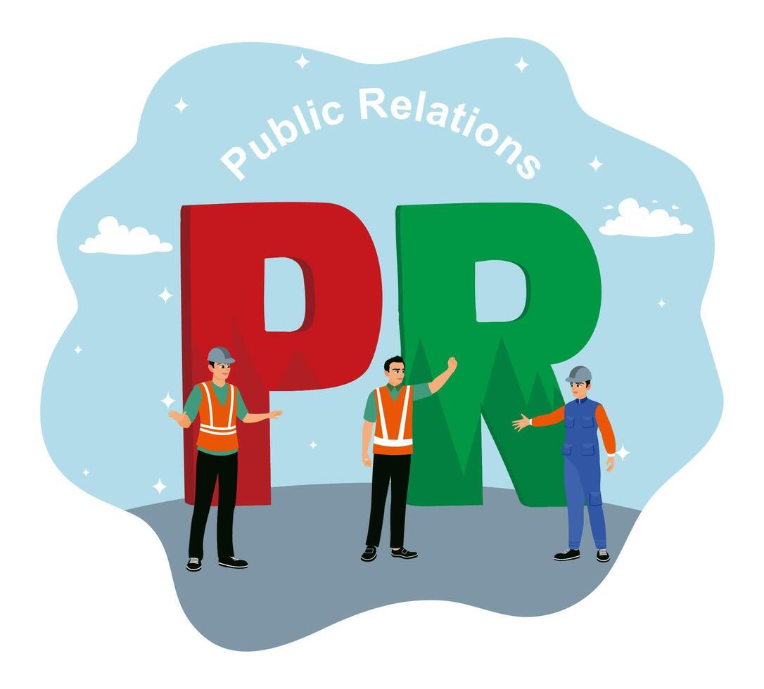 Collaborative teamwork in public relations. vector