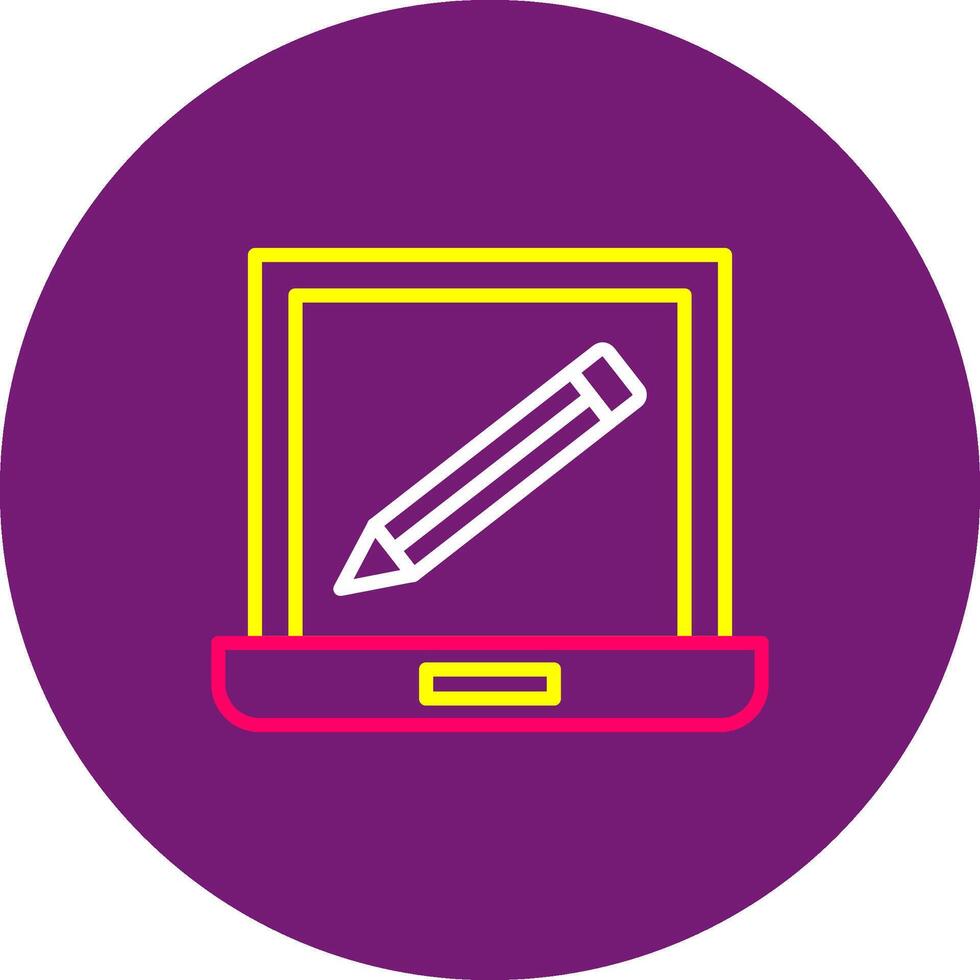 Laptop Line dino color Notebook Portable Computer Workstation Device vector