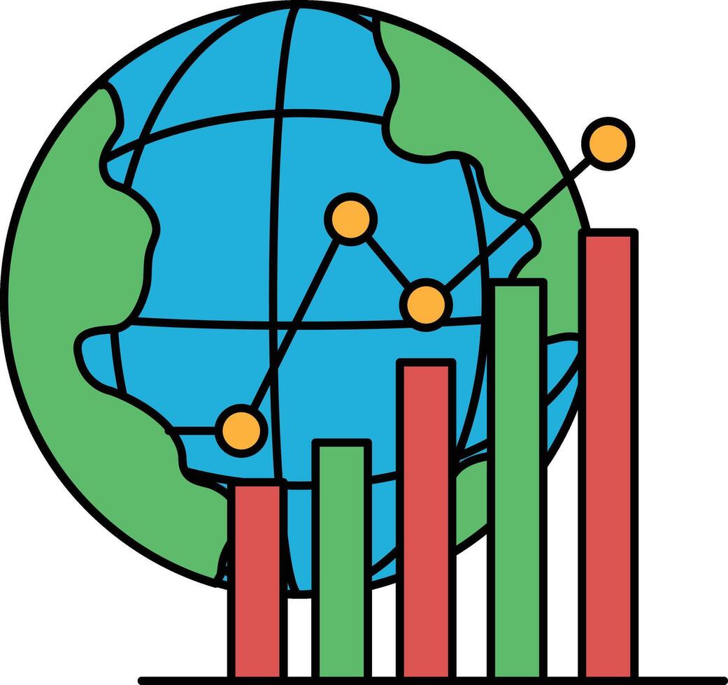 A black and white drawing of a globe with a series of lines vector
