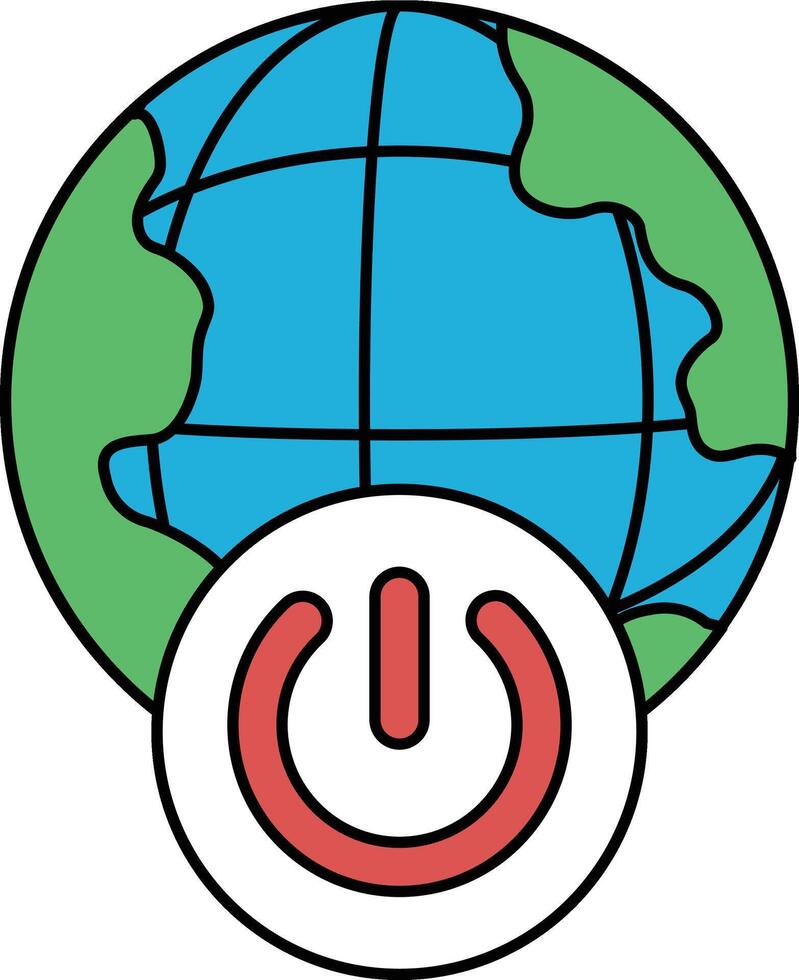 A globe with a power button on it vector
