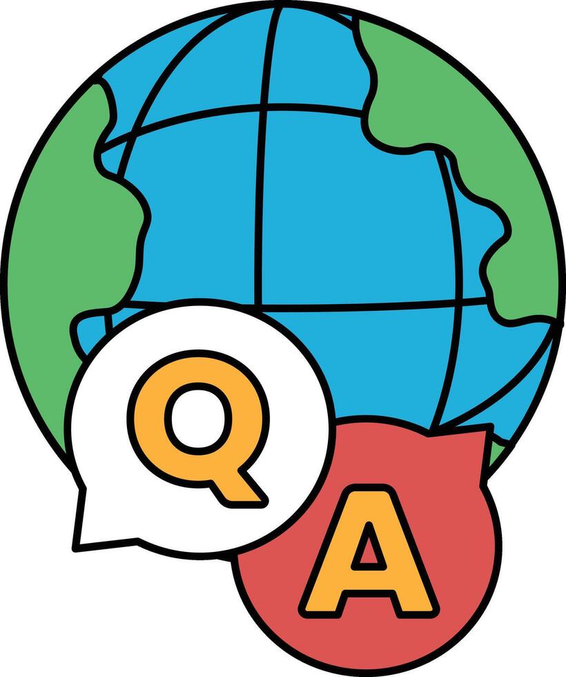 A globe with a Q and A on it vector