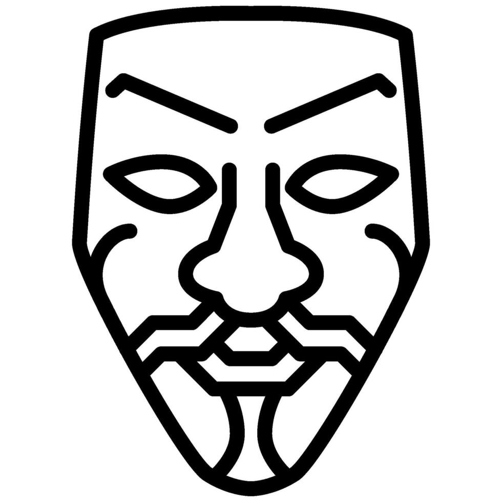 Hacker Mask Outline icon, Black And White Outline Icon . vector