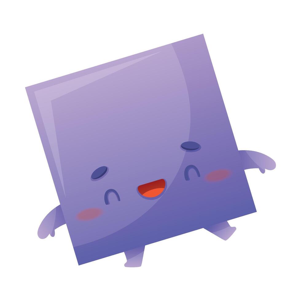 Funny Purple Square as Geometric Shape Character with Smiling Face Expression Illustration vector