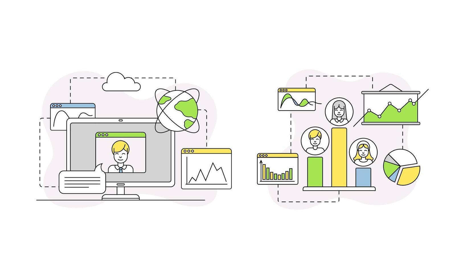 Data visualization and analytics illustration vector