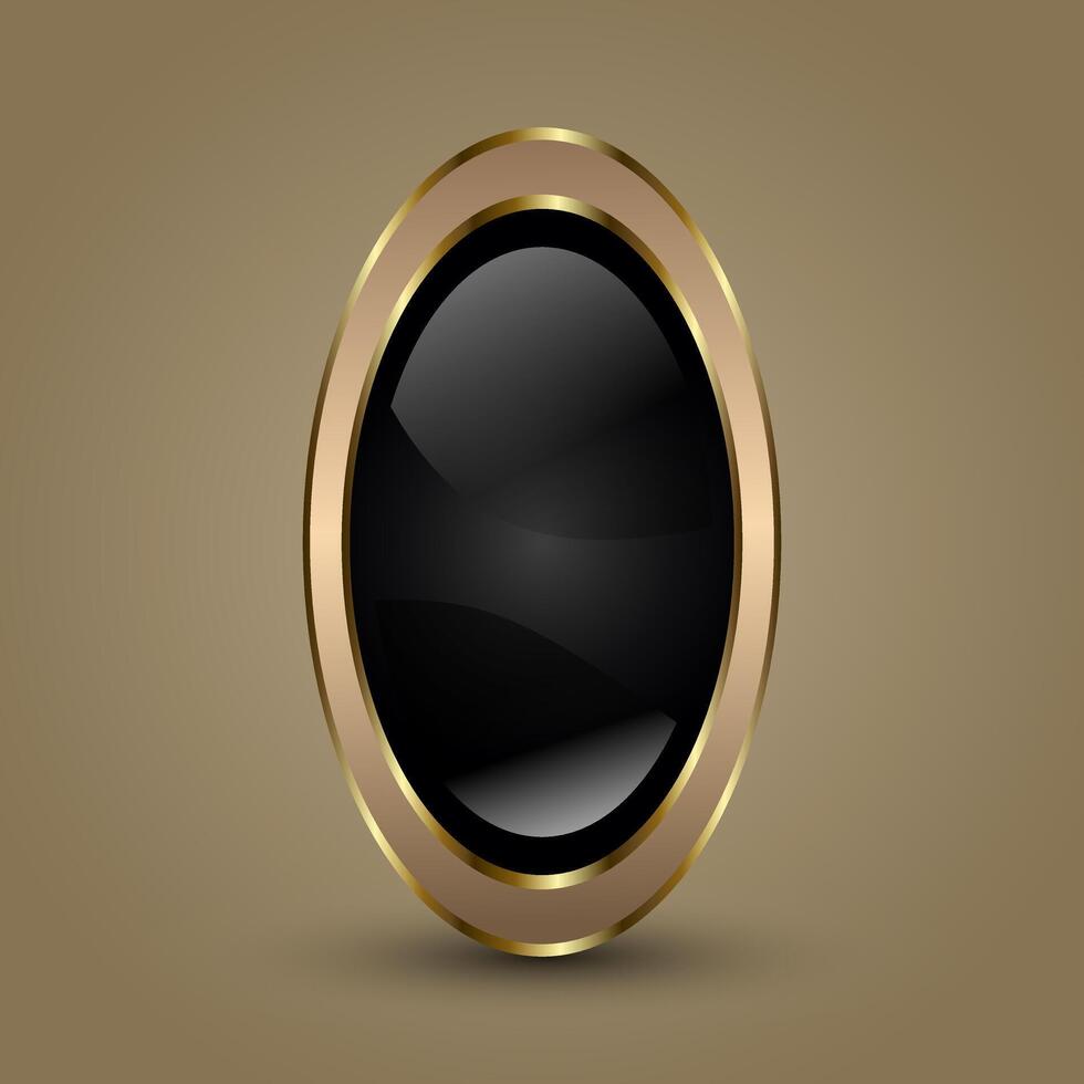 Luxury Oval Button Symbol with sophisticated vertically-oriented oval button featuring a deep, glossy black center with soft reflections Illustration vector