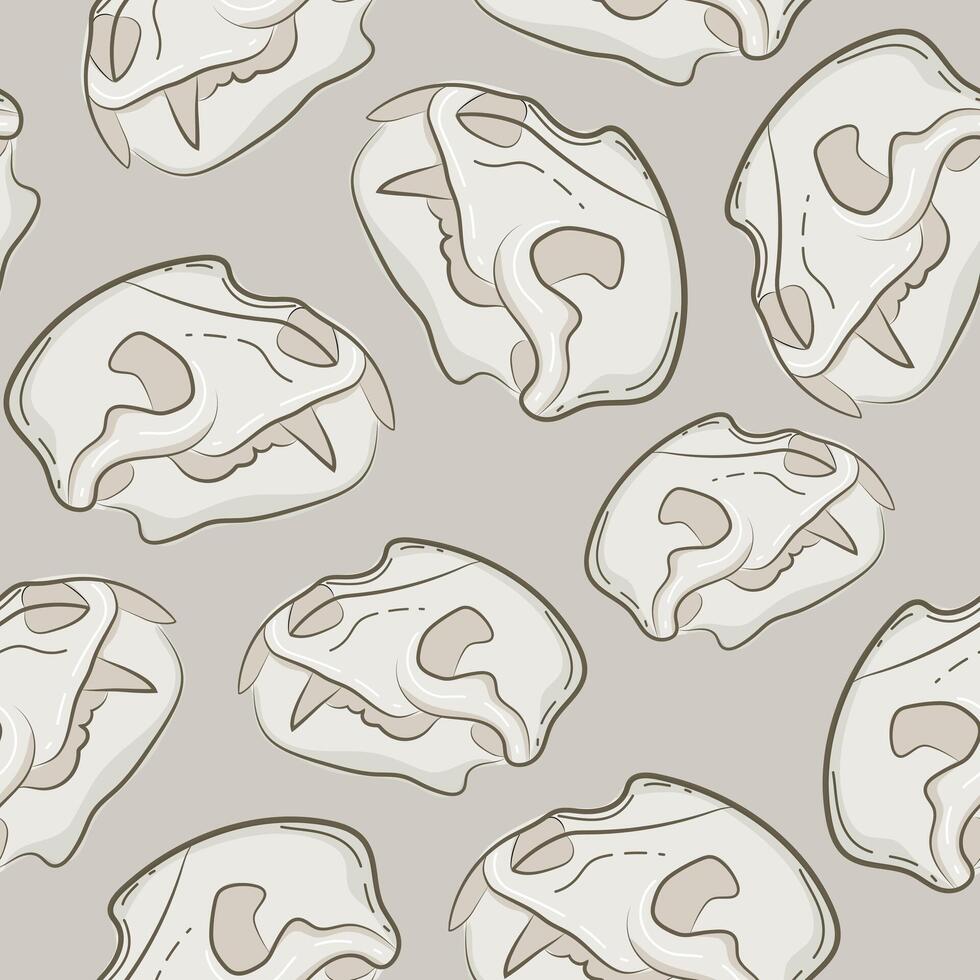 seamless pattern with colorful animal skull icons in light colors with hollows and various cracks on a light background, suitable for gothic or Halloween designs vector