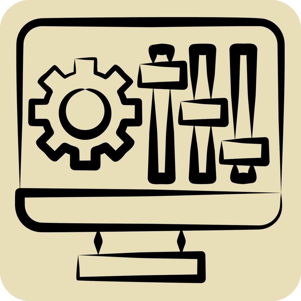Icon Configuration. related to Printing symbol. hand drawn style. design editable vector