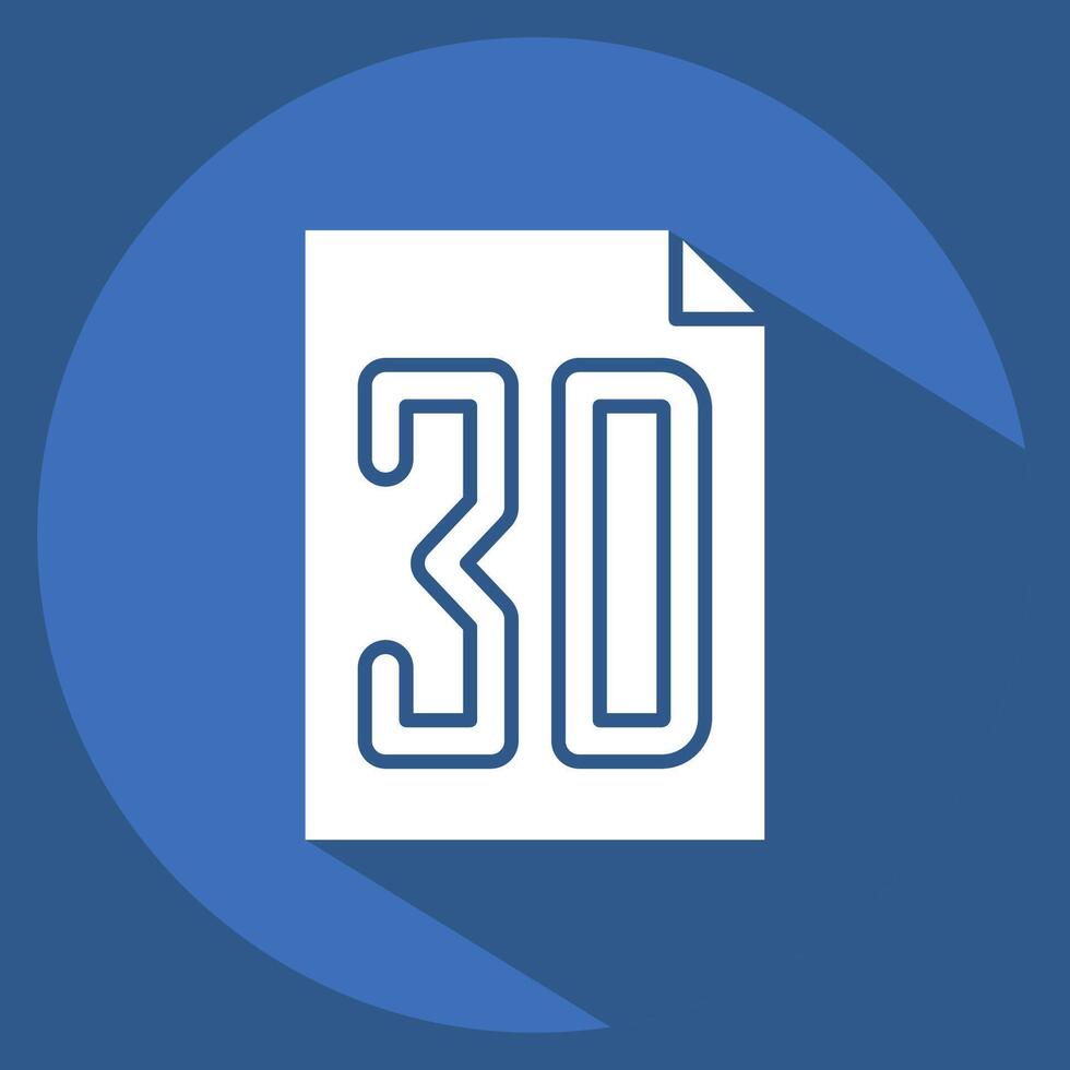 Icon 3D File. related to Printing symbol. long shadow style. design editable vector