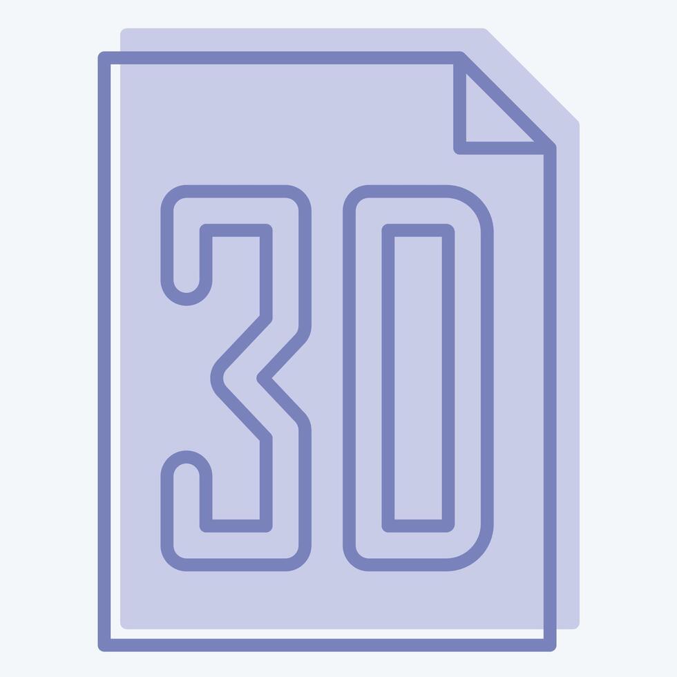 Icon 3D File. related to Printing symbol. two tone style. design editable vector