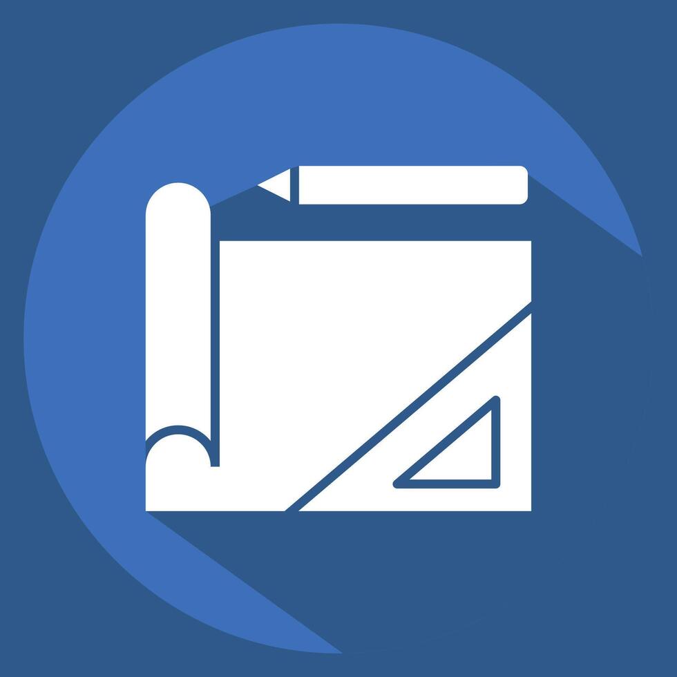 Icon Sketching. related to Printing symbol. long shadow style. design editable vector