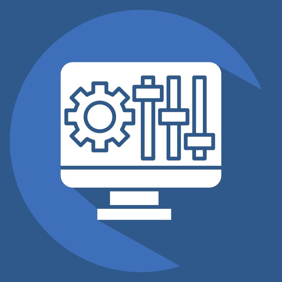 Icon Configuration. related to Printing symbol. long shadow style. design editable vector