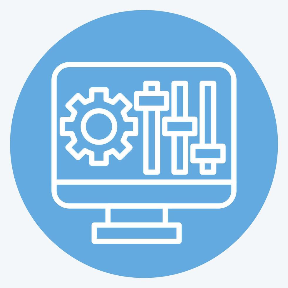 Icon Configuration. related to Printing symbol. blue eyes style. design editable vector