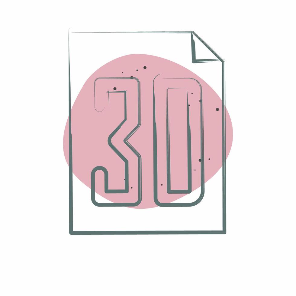 Icon 3D File. related to Printing symbol. Color Spot Style. design editable vector