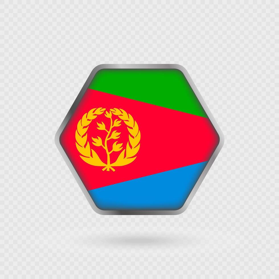 Eritrea flag in a hexagon frame. vector