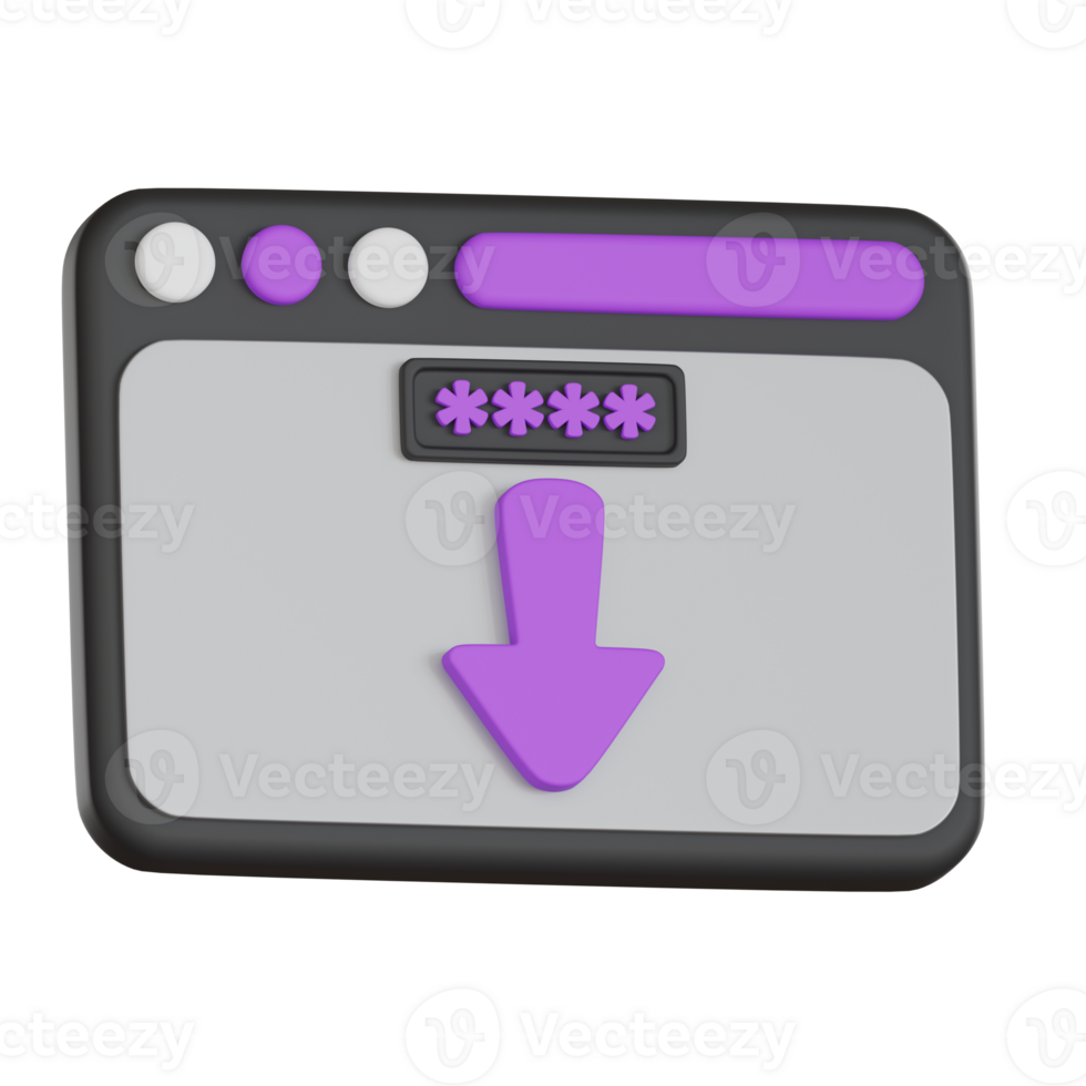 Password input with download arrow icon User Interface 3D icon png
