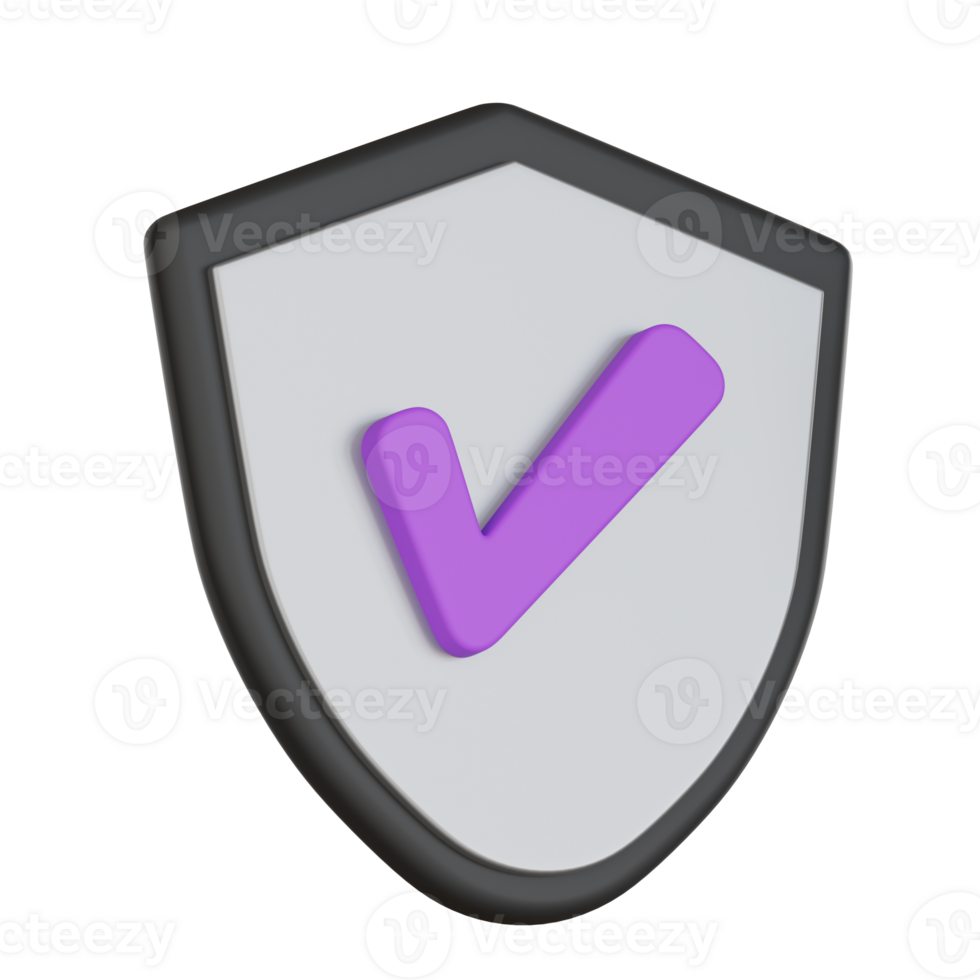 check mark on shield symbol User Interface 3D icon png