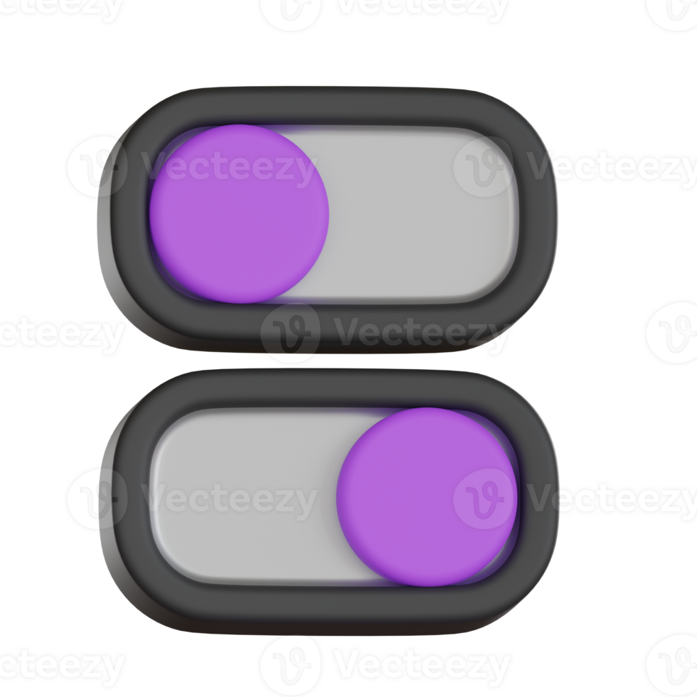 Toggle switch button with purple slider User Interface 3D icon png