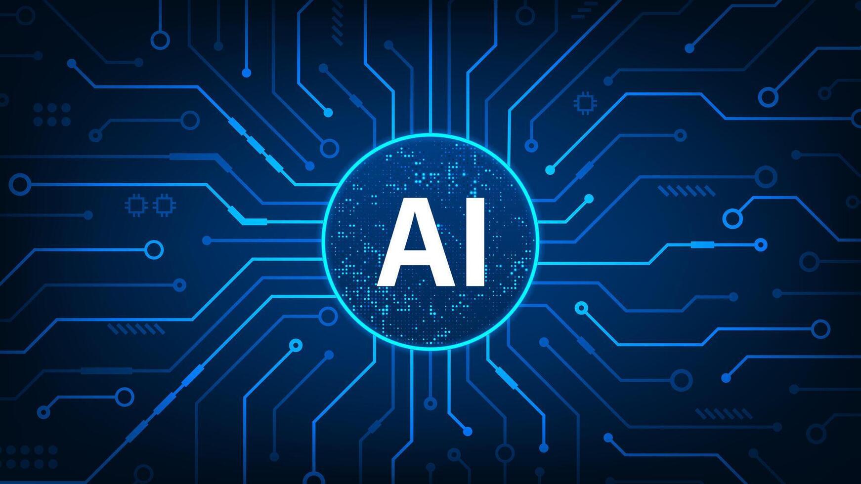 Artificial Intelligence with cpu microchip digital and technology concept. Abstract futuristic, Hi tech background. vector