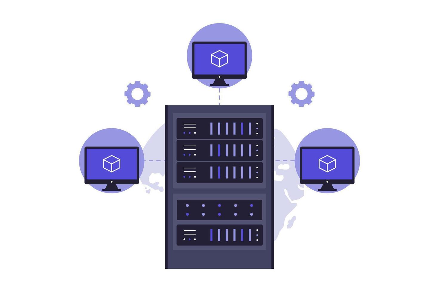 Network server with connected computers vector