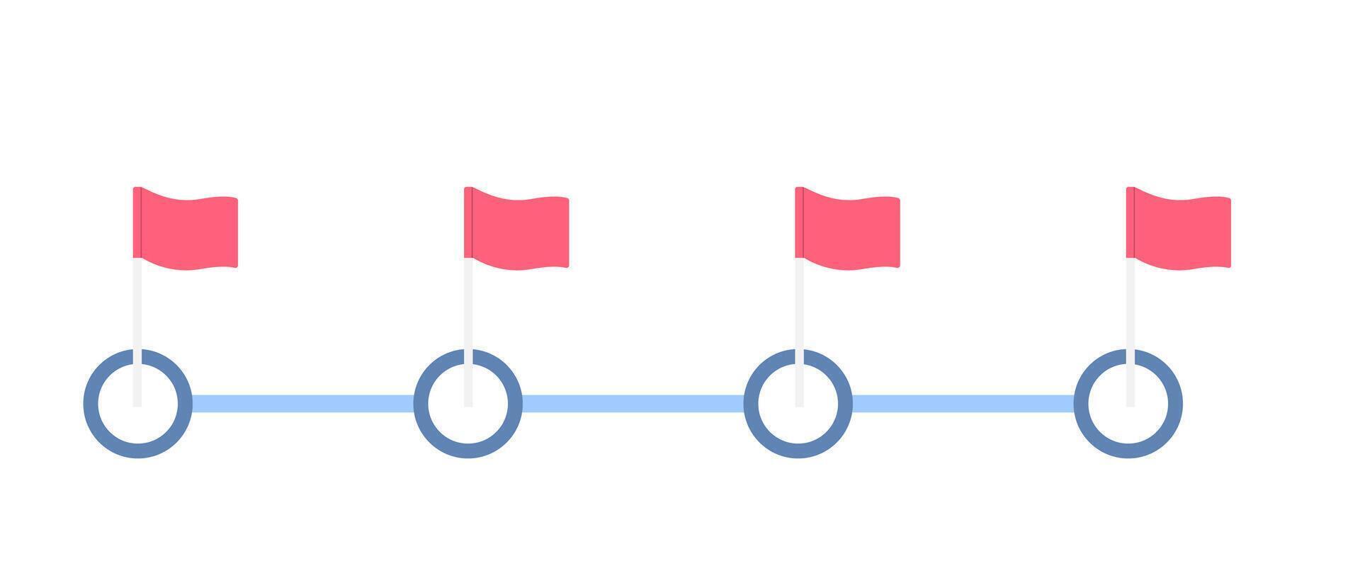 Visual representation of flags indicating stages of progress. vector