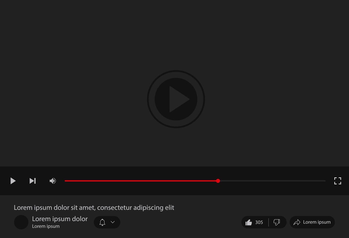 player interface. streaming template design for website and mobile apps. illustration vector