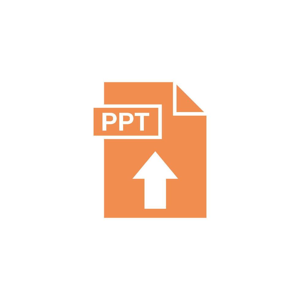 Orange Glyph Style PPT Document Upload Icon Template vector