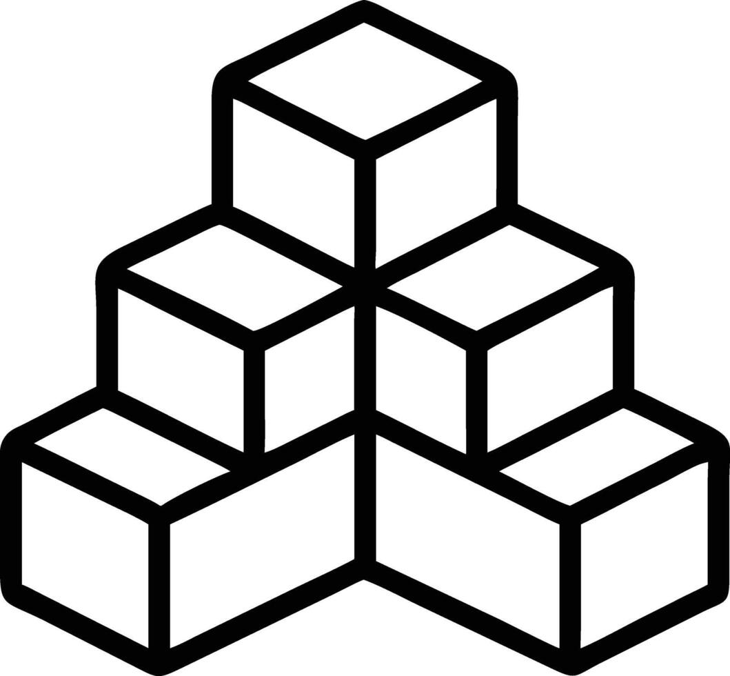 Stacked Cubes Pyramid Outline Illustration, Geometric Minimalist Design, Structure, Hierarchy, Growth Concept on White vector