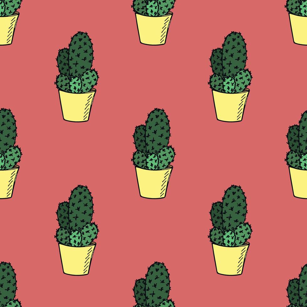 Seamless pattern with cactus doodle for decorative print, wrapping paper, greeting cards and fabric wrapping paper doodle vector