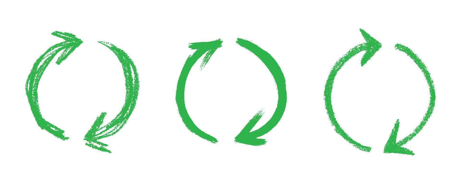 recycling waste Set of hand drawn recycle arrow icon Recycling resources symbol Reuse of materials, zero waste, green environment, saving the planet vector