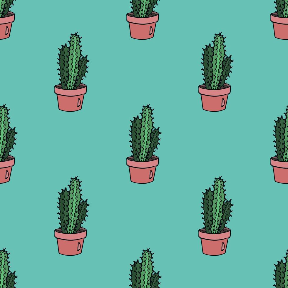 wrapping paper doodle Seamless pattern with cactus doodle for decorative print, wrapping paper, greeting cards and fabric vector