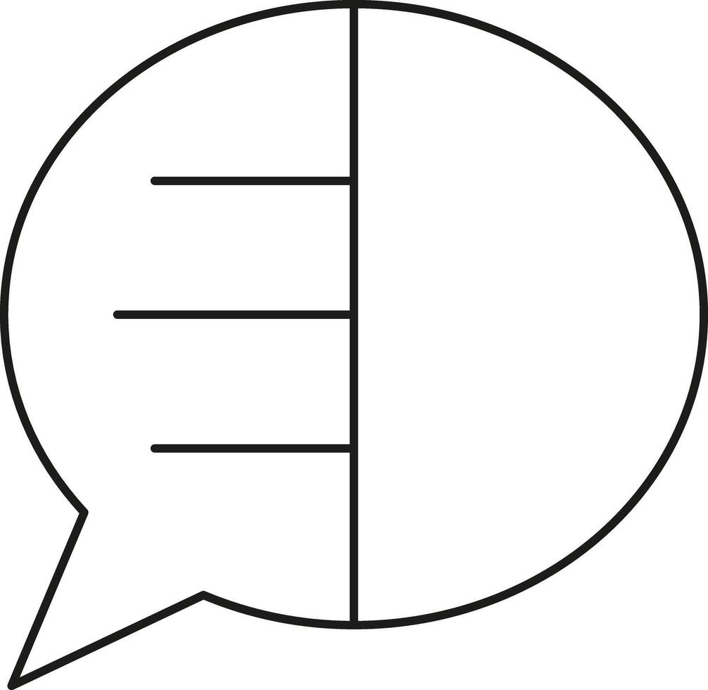 Simple outline speech bubble icon with horizontal lines representing conversation or text illustration vector